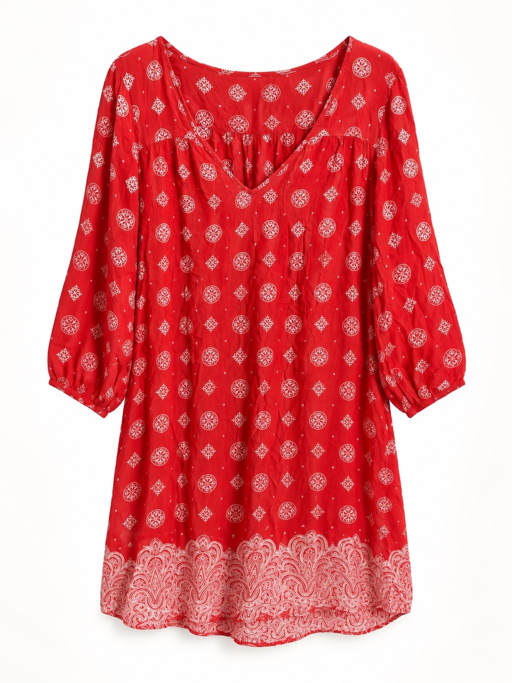 H&M L.O.G.G. Red & White Border Print Tunic Dress | US 8